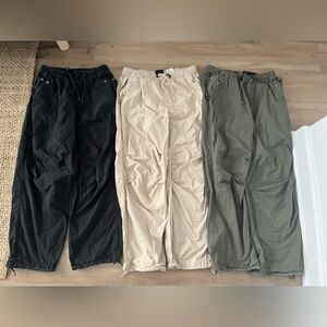 H&M Men's Cargo Pants in Black, Beige & Olive